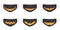 Cartoon icon with black halloween smile mask pumpkin on white background for celebration design. Coronavirus face protection