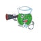 A cartoon icon of chroococcales bacteria Sailor with binocular