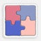 Cartoon icon of doodle Pieces of puzzle are connected together. Teamwork. Combining efforts. Puzzle toy for children development.