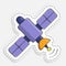 Cartoon icon of doodle Satellite fly and transmit communication signal. Satellite communication and GPS navigation. Vector