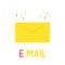 Cartoon icon email. Yellow letter in flat style