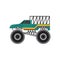 Cartoon icon of monster truck or bigfoot car flat vector illustration isolated.