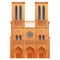Cartoon icon of notre dame cathedral in paris, french landmark