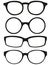 Cartoon icon poster glasses, spectacles silhouette set.