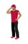 Cartoon Icon Referee in Red and Black Uniform