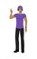 Cartoon Icon Referee in Violet and Black Uniform