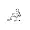 Cartoon icon of sketch stick figure in cute miniature scene.