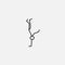 Cartoon icon of sketch stick figure standing on his arm
