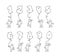 Cartoon icons set of sketch little people with numbers.