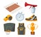 Cartoon icons set of various basketball elements