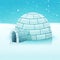 Cartoon Igloo In Polar Winter Landscape