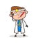 Cartoon Ill Doctor with Fever Temperature in Mouth Vector Illustration