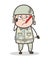 Cartoon Ill Sergeant with Fever Temperature in Mouth Vector Illustration