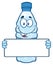 Cartoon Illustation Of A Water Plastic Bottle Cartoon Mascot Character Holding A Blank Sign