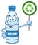 Cartoon Illustation Of A Water Plastic Bottle Mascot Character Holding Up A Recycle Sign