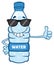 Cartoon Illustation Of A Water Plastic Bottle Mascot Character With Sunglasses Giving A Thumb Up