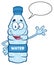 Cartoon Illustation Of A Water Plastic Bottle Mascot Character Waving Waving For Greeting With Speech Bubble