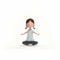 Cartoon Illustration Of A 5-year-old Girl In Yoga Tadasana Pose