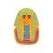 Cartoon illustration of ancient Egyptian pharaoh. Travel to Egypt. Colorful statue of king Tutankhamun. Graphic element