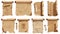Cartoon illustration of ancient papyrus rolls, old maps and medieval messages. Blank template of antique vintage