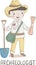 Cartoon illustration of a archaeologist . Kids workers. Child professional. Cute vector alphabet
