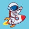 Cartoon illustration of astronaut in his spaceship. cute astronaut animated