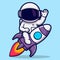 Cartoon illustration of astronaut in his spaceship. cute astronaut animated