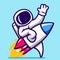 Cartoon illustration of astronaut in his spaceship. cute astronaut animated