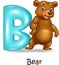 Cartoon illustration of B letter for Bear