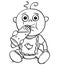 Cartoon Illustration of Baby Drinking from Feeding Nursing Bottle