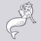 Cartoon illustration of a beautiful cute adorable mermaid