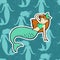 Cartoon illustration of a beautiful cute adorable mermaid