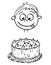 Cartoon Illustration of Boy Looking at Birthday Cake