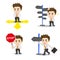 Cartoon illustration Businessman choose directions