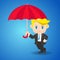 Cartoon illustration businessman with umbrella