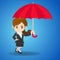 Cartoon illustration businesswoman with umbrella