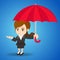 Cartoon illustration businesswoman with umbrella