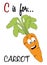 Cartoon Illustration of Capital Letter C with Carrot