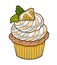 Cartoon illustration for children, lemon cupcake