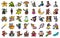 Cartoon illustration of Colored cute 40 Fairy tail icons set. Set of Fantasy Related Vector Line Icons.