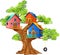 Cartoon illustration of a colorful tree house