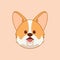 Cartoon illustration of corgi cute face. Vector illustration of corgi dog
