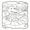 Cartoon illustration crocodile sitting on lotus flower coloring book or page for kids