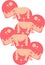 Cartoon illustration of cute brown rhinoceros group with pink circles upon them in white and clear background.cdr
