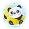 Cartoon illustration cute panda with moon. Animal