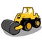 cartoon illustration drawing heavy equipment crane excavator working tools and earth compactor