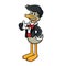 Cartoon illustration duck wear tuxedo with cute pose. Vector clip art illustration with simple gradients in white background