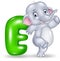 Cartoon illustration of E letter for Elephant