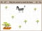 Cartoon illustration of education. Matching game for preschoolers to hold the animal the Zebra home to sovanna. All pictures are i