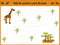 Cartoon illustration of education. Matching game for preschoolers to hold a wild animal giraffe home to sovanna. All pictures are